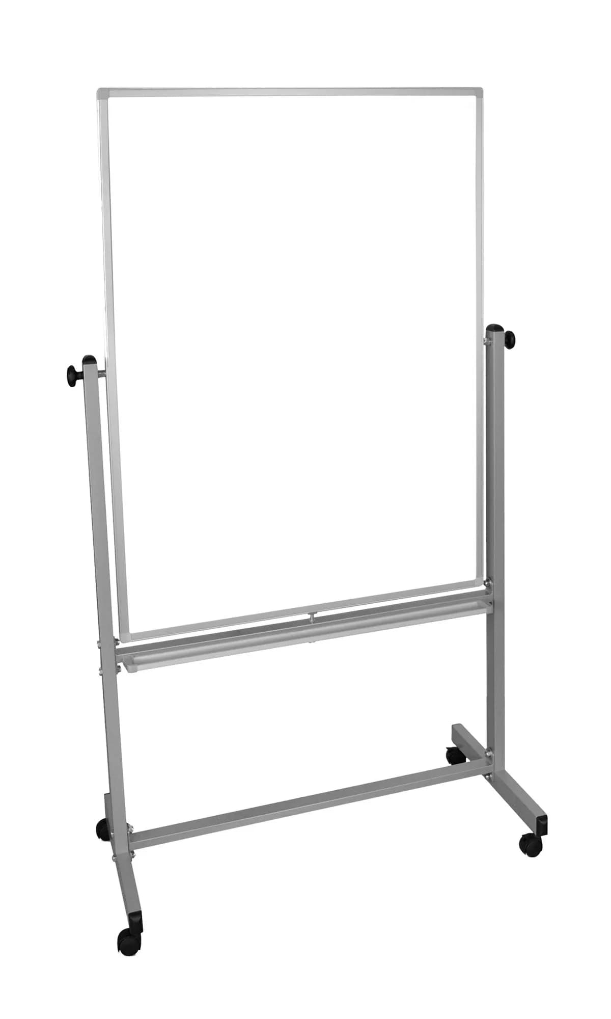 Luxor MB3648WW Mobile Whiteboard 36" x 48" Double Sided Magnetic Dry Erase Board with Stand, Aluminum Frame, Rolling Whiteboard, White — Silver White