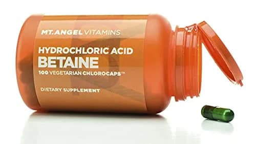 Mt. Angel Vitamins Hydrochloric Acid Betaine 100 Vegetarian Chlorocaps Supports Healthy Digestion & Gastric Juices thumbnail 2