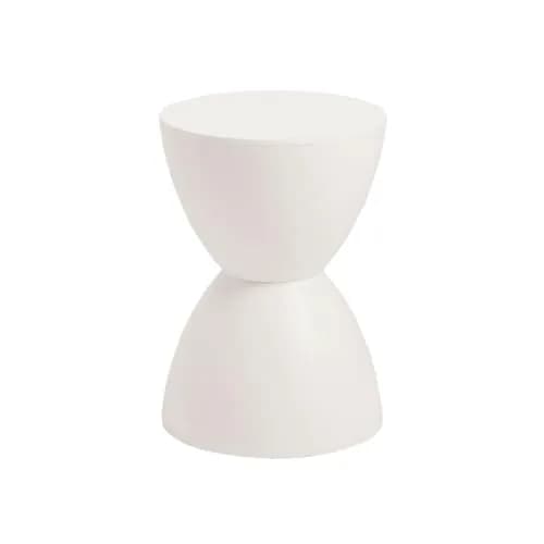 Euro Style Sallie Indoor/Outdoor Stool or End Table | Modern Hourglass Accent | UV-Protected Plastic White thumbnail 1