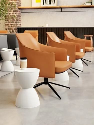 Euro Style Sallie Indoor/Outdoor Stool or End Table | Modern Hourglass Accent | UV-Protected Plastic White thumbnail 4