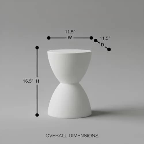 Euro Style Sallie Indoor/Outdoor Stool or End Table | Modern Hourglass Accent | UV-Protected Plastic White thumbnail 2