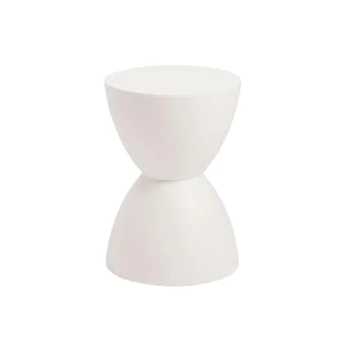 Euro Style Sallie Indoor/Outdoor Stool or End Table | Modern Hourglass Accent | UV-Protected Plastic White thumbnail 3