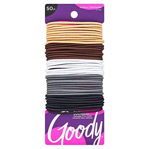 Goody Ouchless Elastic Hair Ties - 50 Count Assorted Neutrals | No-Snag, Gentle Hold for Fine to Medium Hair thumbnail 1