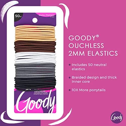 Goody Ouchless Elastic Hair Ties - 50 Count Assorted Neutrals | No-Snag, Gentle Hold for Fine to Medium Hair thumbnail 2