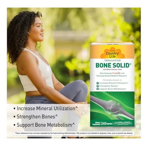 Country Life Triple Action Bone Solid, Calcium MCHA K2 D3, 240 Capsules | Supports Bone Strength & Density thumbnail 2