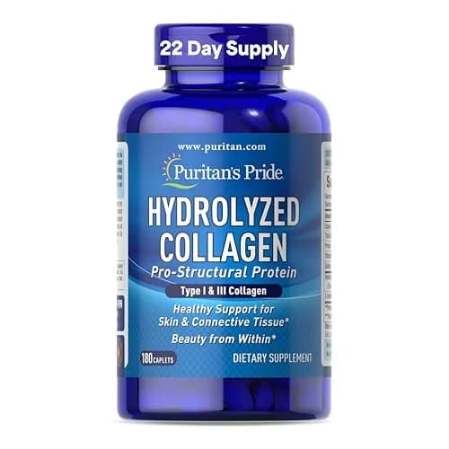 Puritan's Pride Hydrolyzed Collagen Pro-Structural Protein 1000mg Caplets | 4000mg Per Serving, 180 Count thumbnail 1