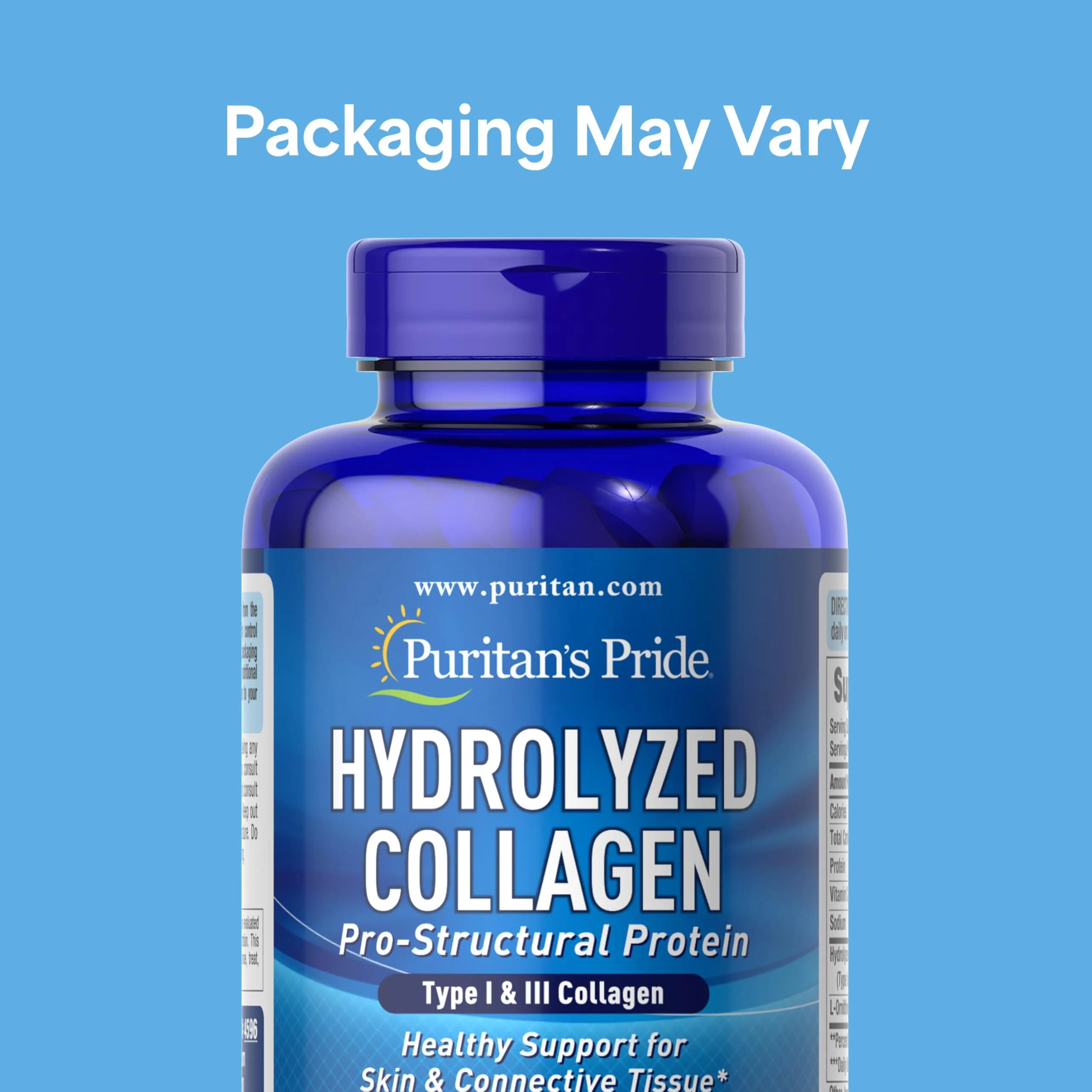 Puritan's Pride Hydrolyzed Collagen Pro-Structural Protein 1000mg Caplets | 4000mg Per Serving, 180 Count - view 2