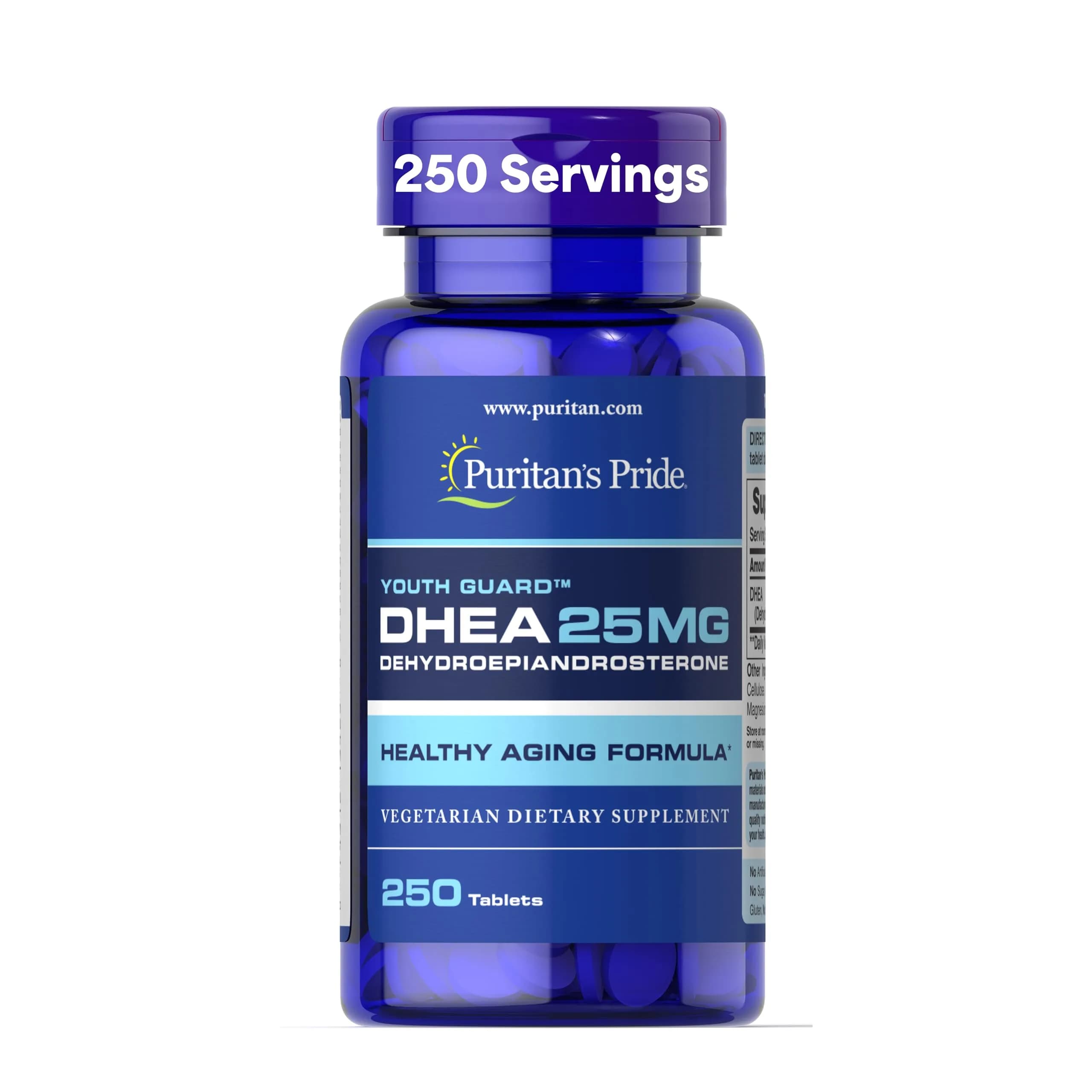 Puritan's Pride Youth Guard™ DHEA 25mg | Supports Healthy Aging & Hormone Balance — Blue