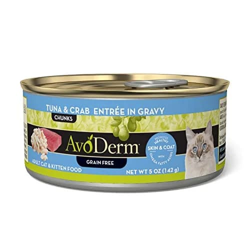 AvoDerm Natural Tuna & Crab Entrée in Gravy - Grain Free Wet Canned Cat Food 5 oz thumbnail 1