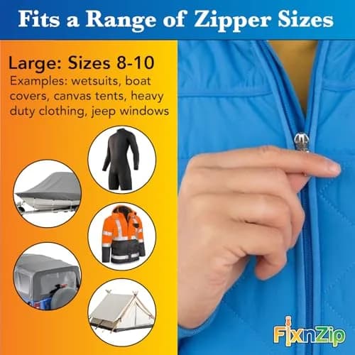FixnZip Large Nickel Zipper Repair Kit | Universal Replacement Slider for Jackets, Bags & Wet Suits thumbnail 3