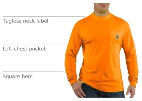 Carhartt Men's Force Relaxed Color Enhanced LS T-Shirt, Brite Orange, X-Large | Moisture-Wicking, Stain-Resistant Work Tee thumbnail 3