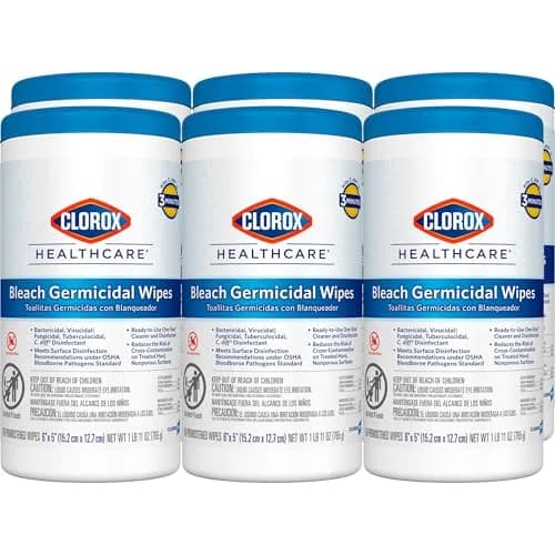 Clorox Healthcare Bleach Germicidal Disinfecting Wipes, 150 Ct., 6 Pk. | Fast-Acting Hospital-Grade Surface Disinfection thumbnail 1