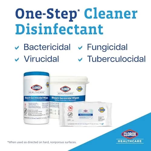Clorox Healthcare Bleach Germicidal Disinfecting Wipes, 150 Ct., 6 Pk. | Fast-Acting Hospital-Grade Surface Disinfection thumbnail 2