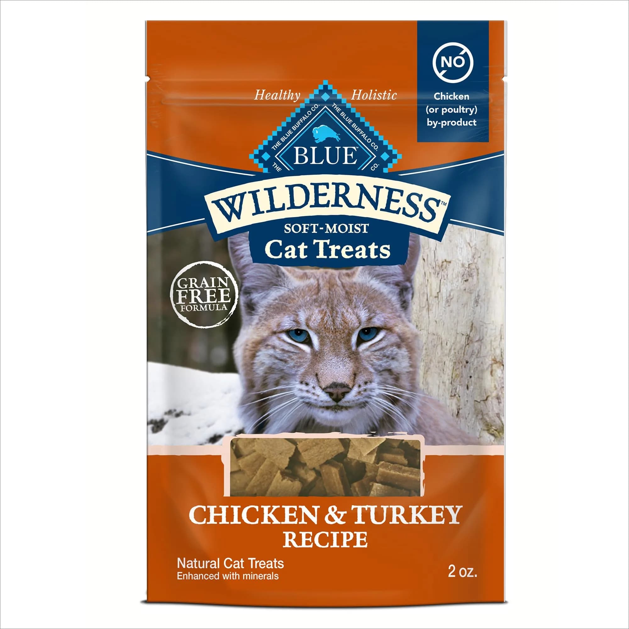 Blue Buffalo Wilderness Chicken & Turkey Soft Cat Treats 57g (2 oz) | Grain-Free, Real Meat First — 2 Ounce