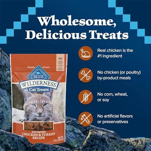 Blue Buffalo Wilderness Chicken & Turkey Soft Cat Treats 57g (2 oz) | Grain-Free, Real Meat First thumbnail 7