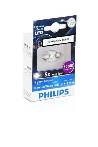Philips X-tremeVision 30mm Festoon LED Interior Light 6000K (1.18 inches) | Brighter, Wider Beam for Car Cabin thumbnail 2