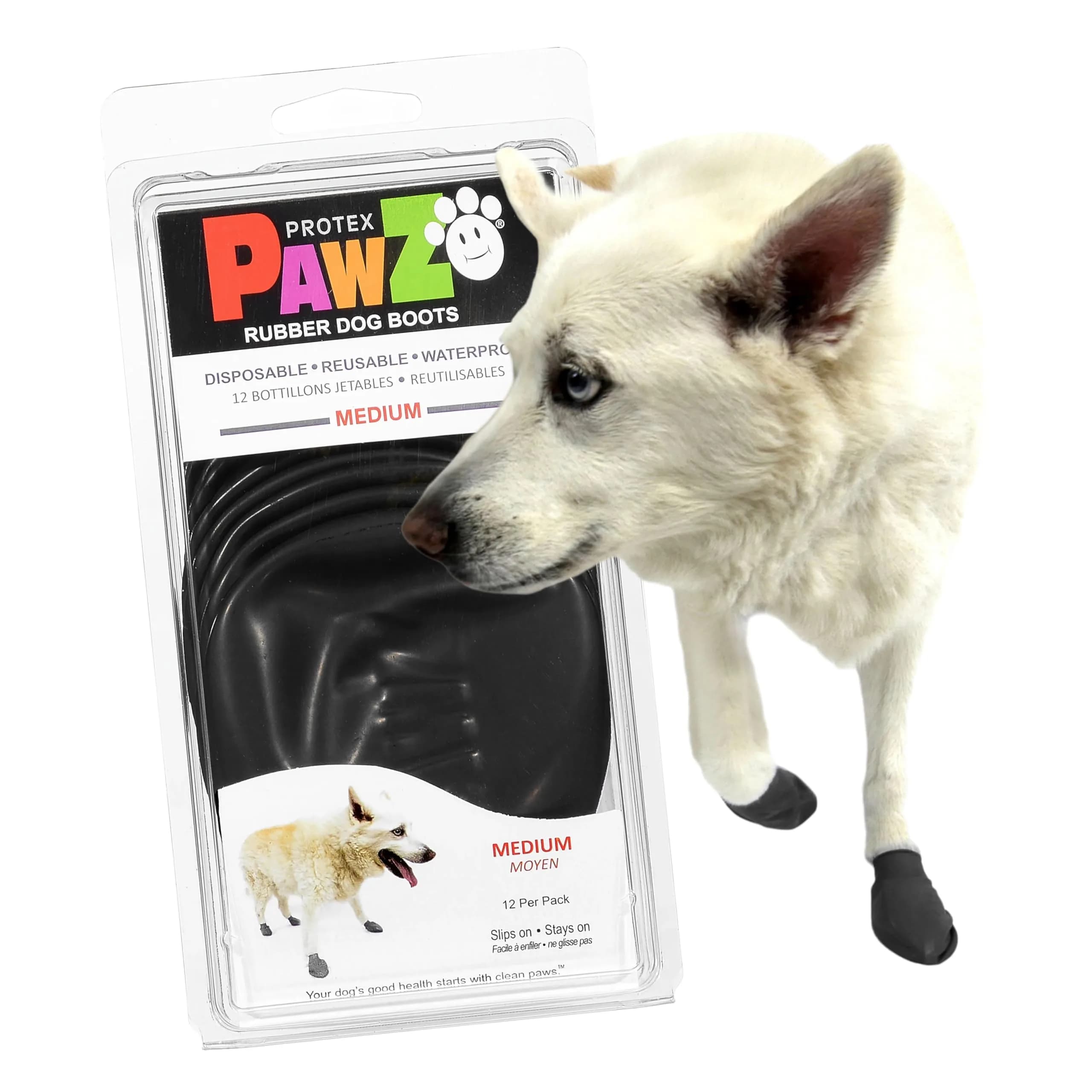 Protex PawZ Rubber Dog Boots for Medium Paws | All-Weather Waterproof, Anti-Slip (70-120 chars)