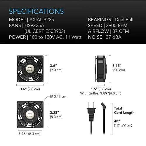 AC Infinity AXIAL 9225 Muffin Fan 92mm | High-Speed 120V AC Cooling Fan thumbnail 6