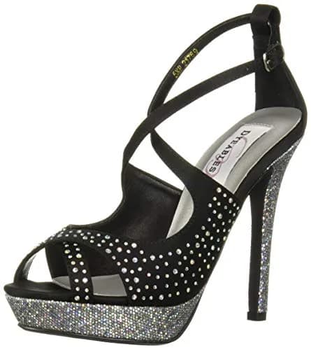 Dyeables Sonya Platform Sandal | Black Satin, 7.5 US | Elegant Wedding & Formal Wear thumbnail 1