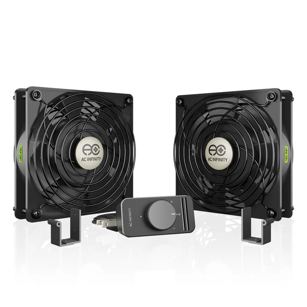AC Infinity AXIAL S1225D Dual 120mm Muffin Fan with Speed Controller | Quiet, Heavy-Duty Aluminum, 69 CFM
