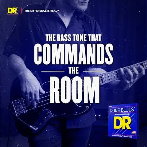 DR Strings PURE BLUES Bass Guitar Strings Medium 45-125 (0.115 kg) | Quantum Nickel Round Core thumbnail 3