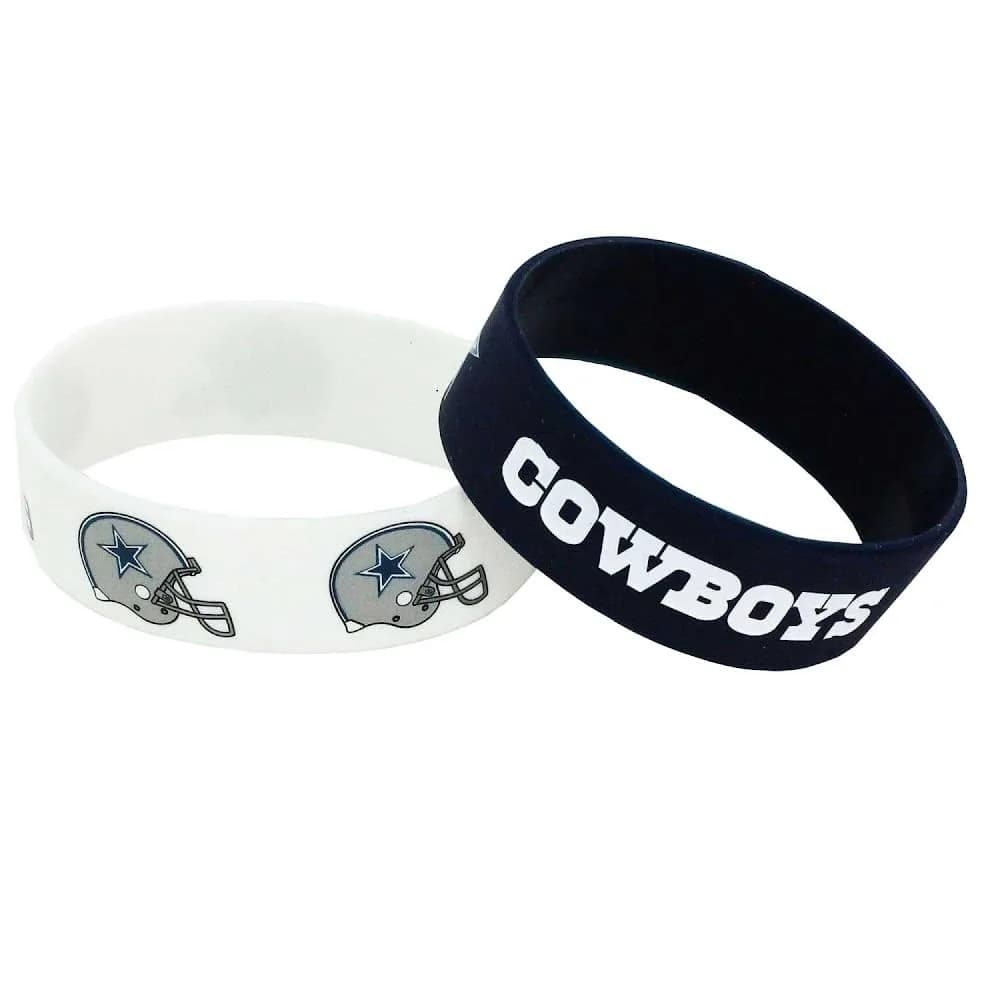 aminco NFL Dallas Cowboys Silicone Rubber Bracelet 2-Pack White | Officially Licensed Fan Gear — Dallas Cowboys