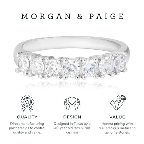 Morgan & Paige Silver Ring Size 7 | Platinum Plated CZ Wedding Band (70-120 chars) thumbnail 7