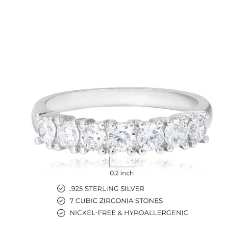 Morgan & Paige Silver Ring Size 7 | Platinum Plated CZ Wedding Band (70-120 chars) thumbnail 3
