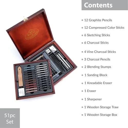 Royal & Langnickel RSET-SKET1600 Premier Sketch Pencil Art Set, 51-Piece | Premium Drawing Materials for Artists thumbnail 7