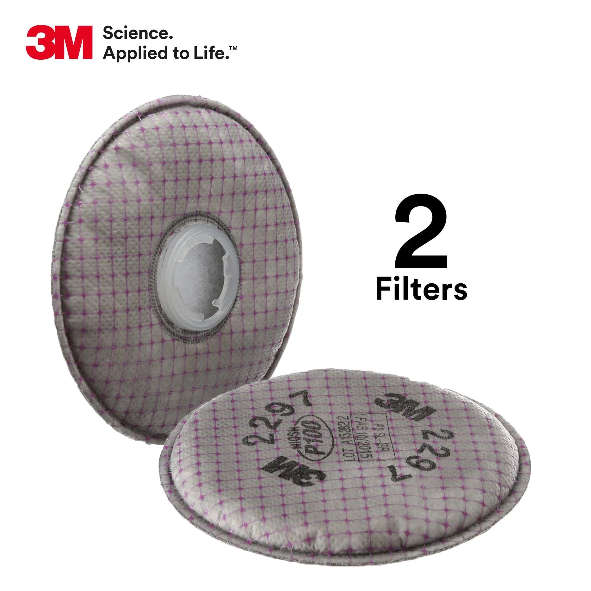 3M P100 Advanced Respirator Filter 2297, 1 Pair | NIOSH Approved for Oil & Non-Oil Particles - view 3