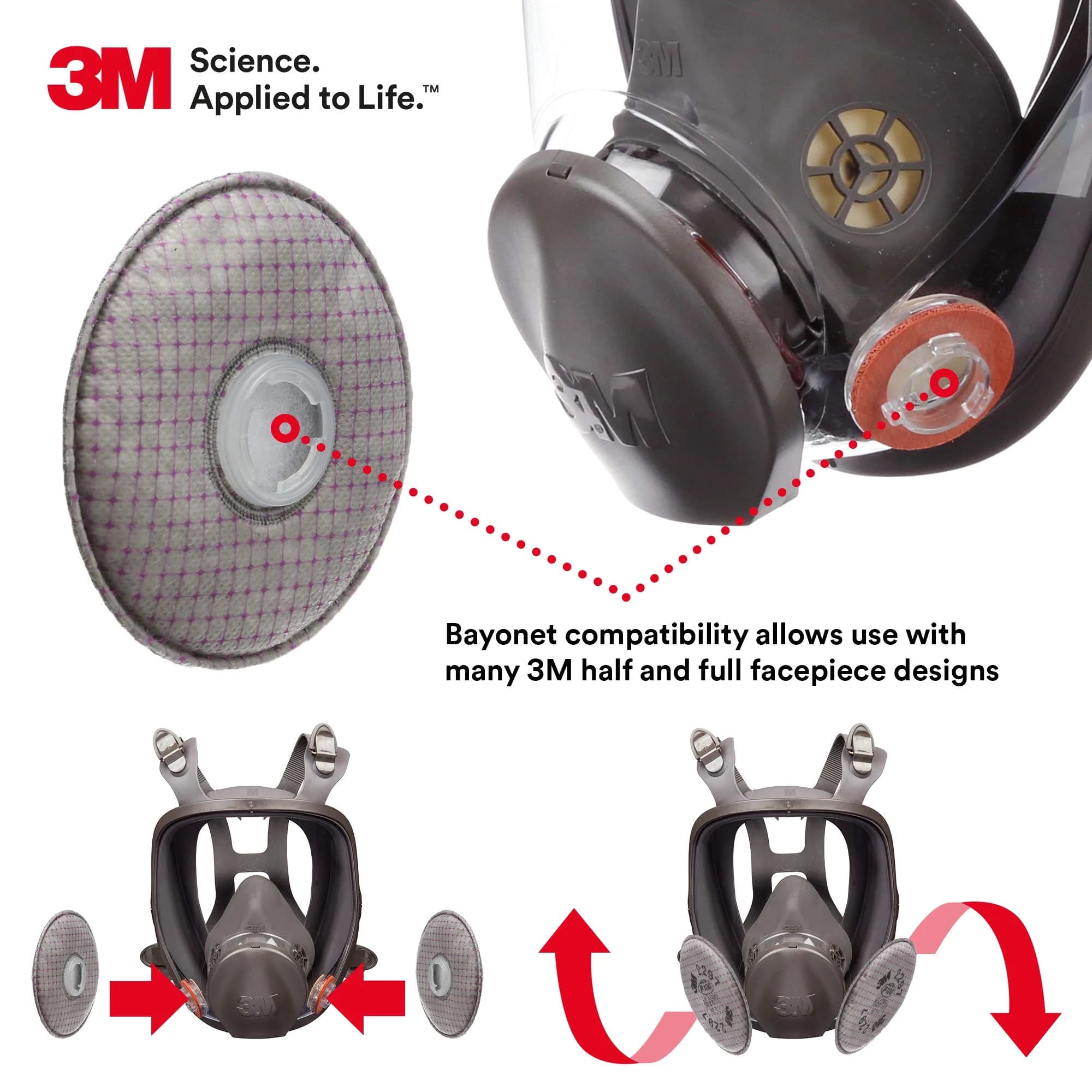 3M P100 Advanced Respirator Filter 2297, 1 Pair | NIOSH Approved for Oil & Non-Oil Particles - view 4