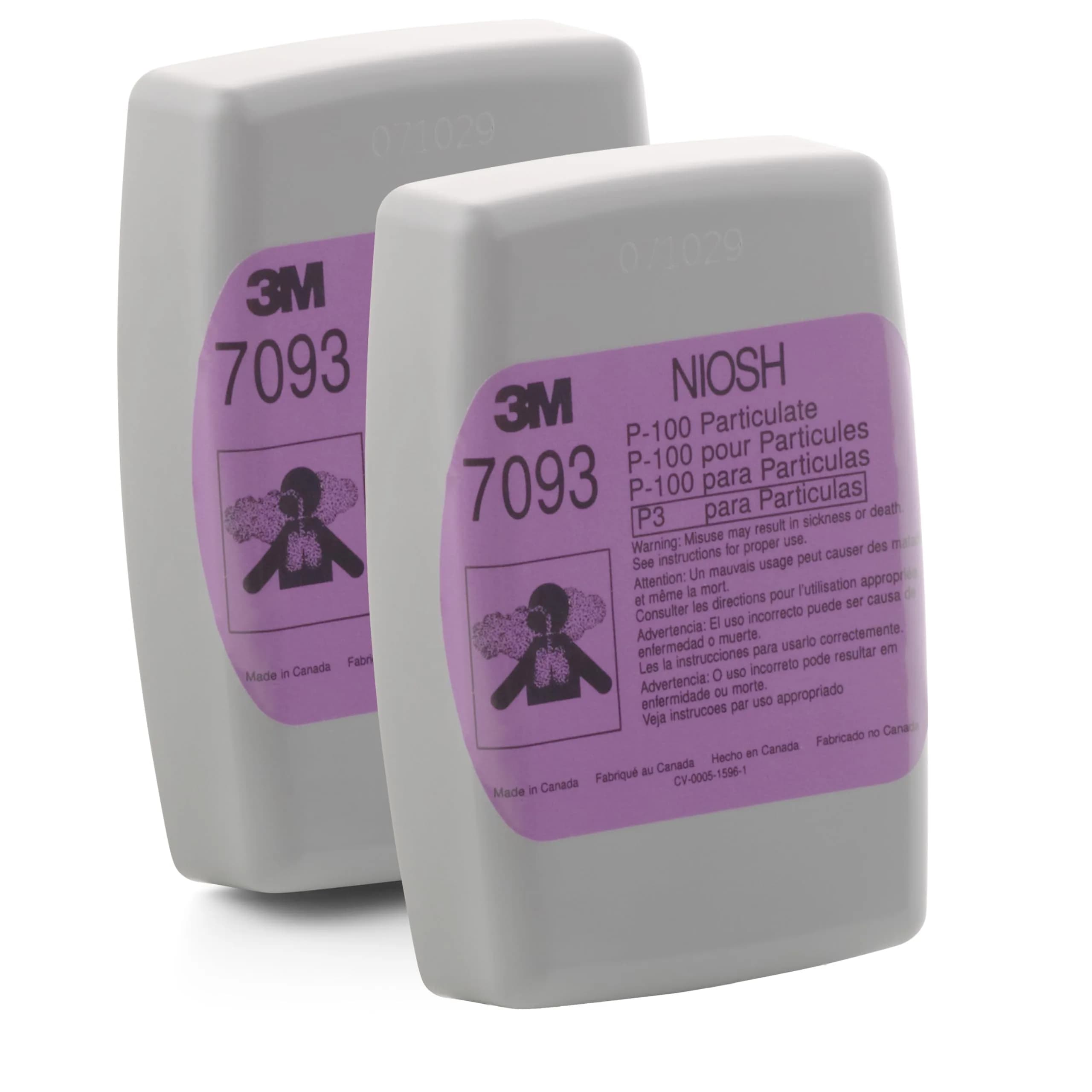 3M Particulate Filter 7093 P100 | High-Efficiency Oil & Non-Oil Particulates Filter (1 Pack of 12)