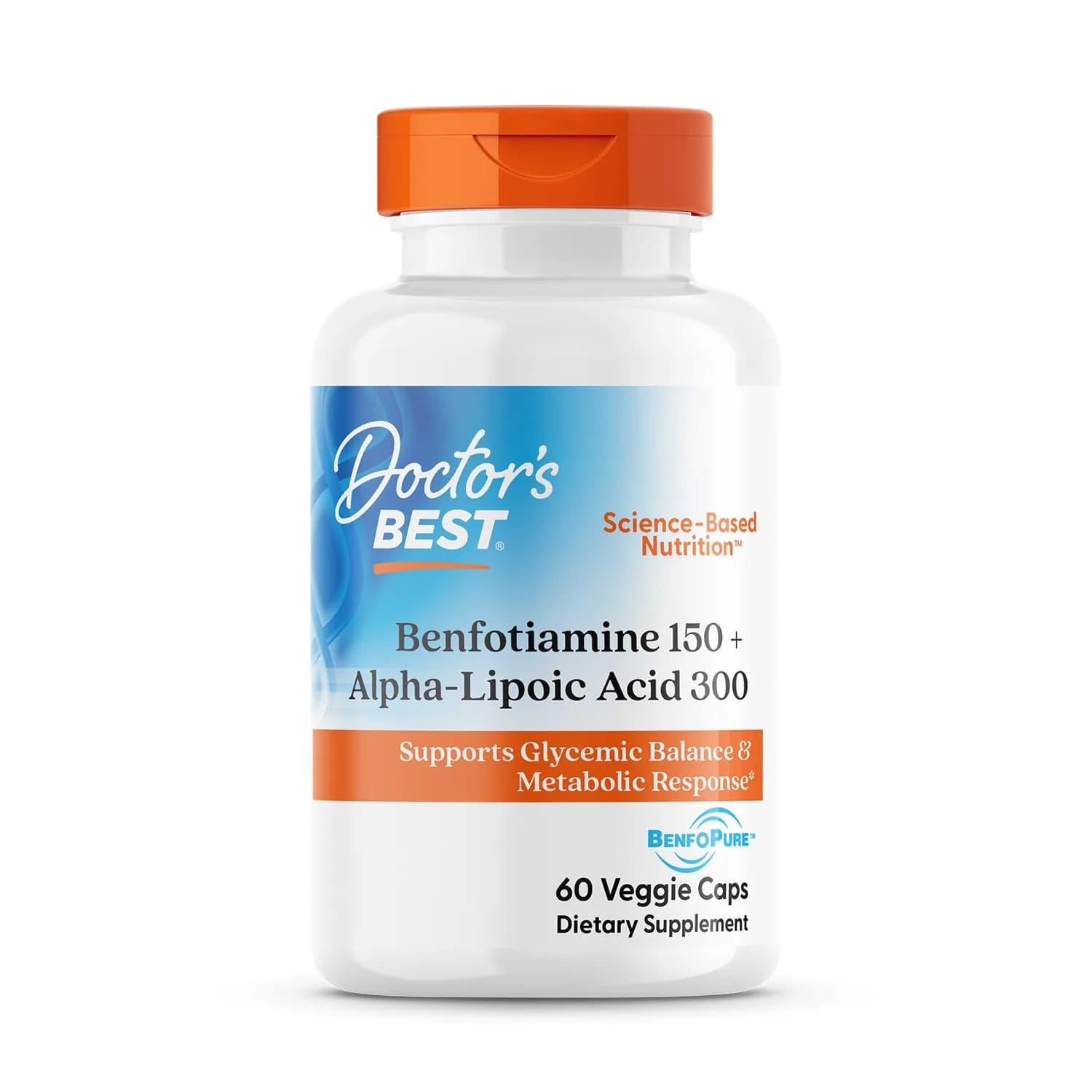 Doctor's Best Benfotiamine Alpha Lipoic Acid Supplement 60 Veg Caps | Supports Glycemic Balance & Metabolic Response - main product image