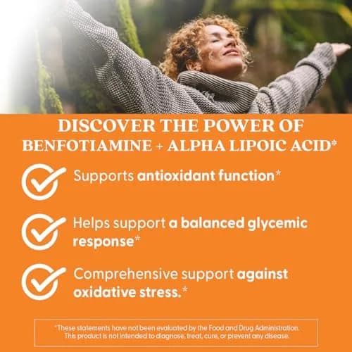 Doctor's Best Benfotiamine Alpha Lipoic Acid Supplement 60 Veg Caps | Supports Glycemic Balance & Metabolic Response thumbnail 3