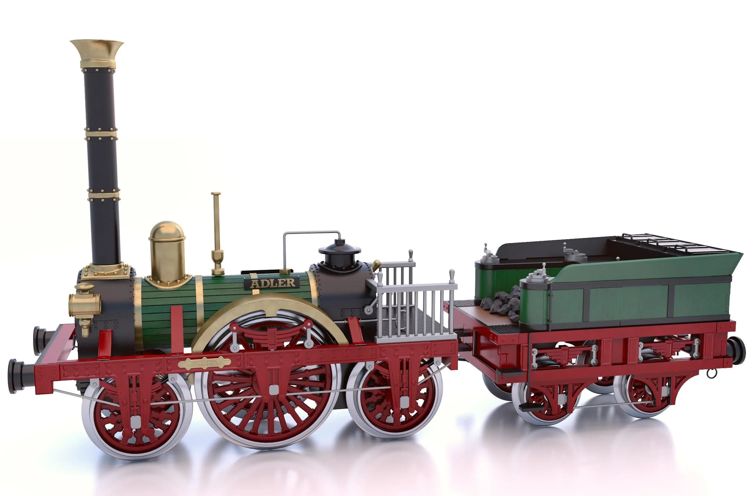 Occre Adler Locomotive 1:24 Scale Model Kit | Highly Detailed Plastic Assembly Kit for Collectors — Wood, Red