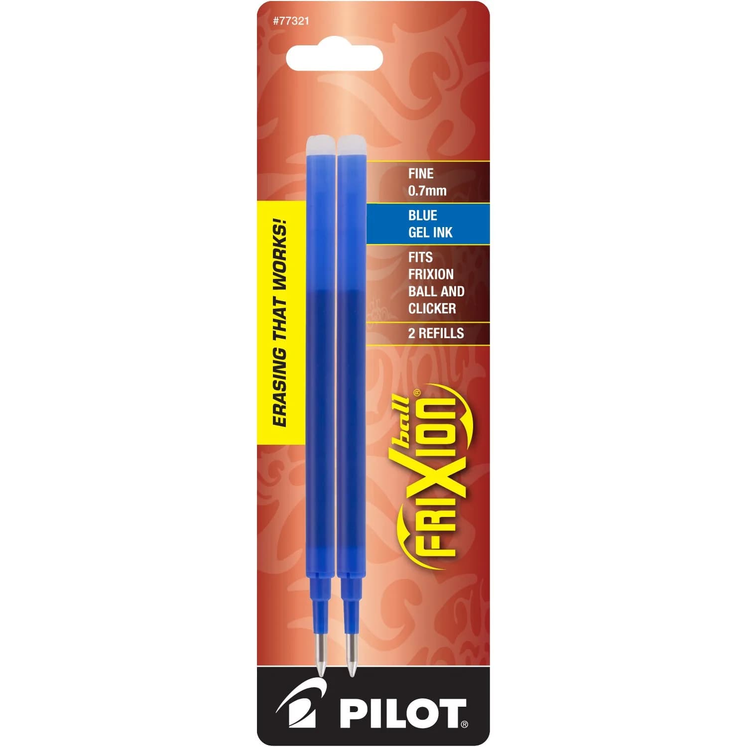Pilot FriXion Ball Gel Ink Refills 0.7 mm Pack of 2 | Erasable Blue Ink for Pens