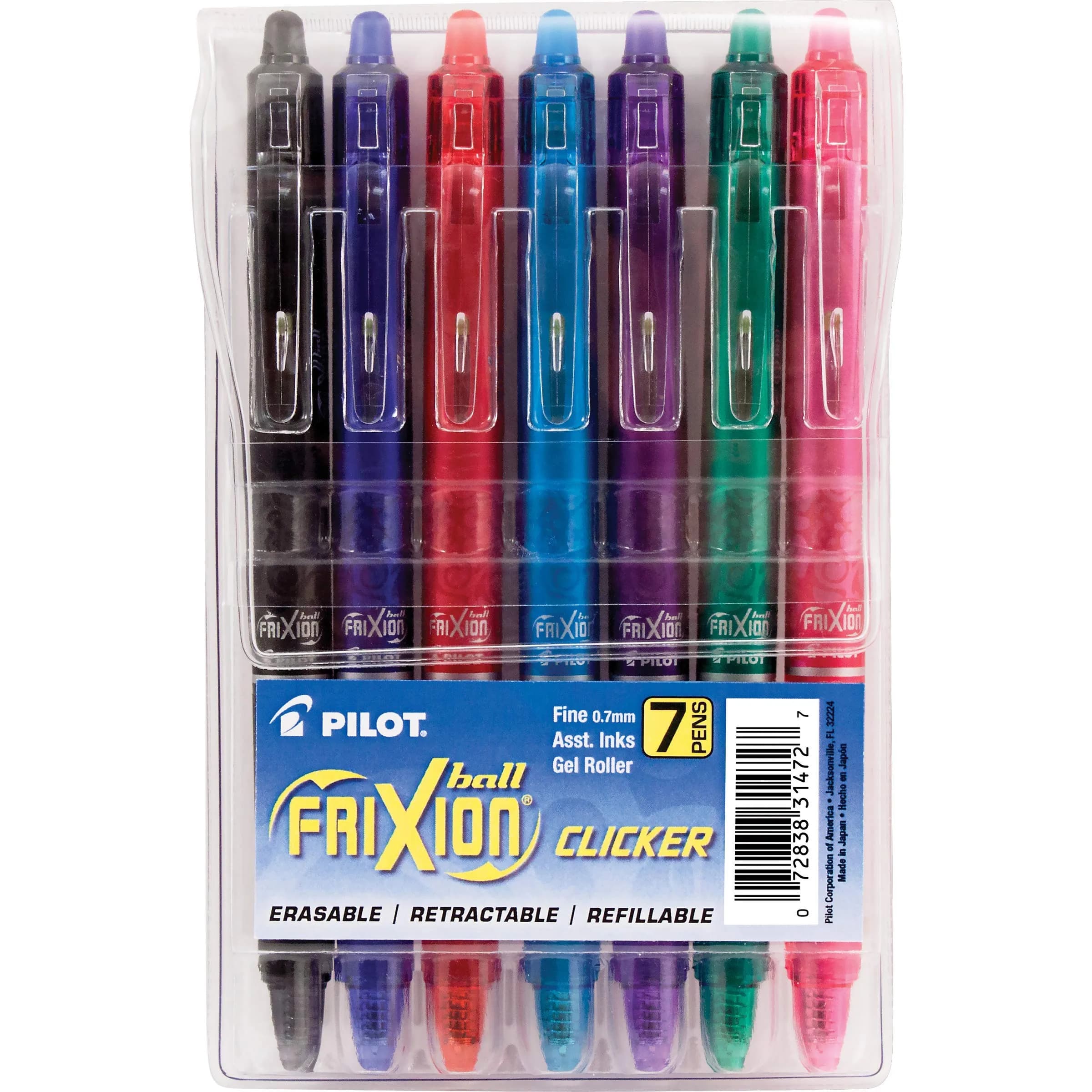 PILOT FriXion Clicker Gel Ink Pens 0.7mm Assorted Colors | Erasable, Refillable, Smooth Writing - main product image