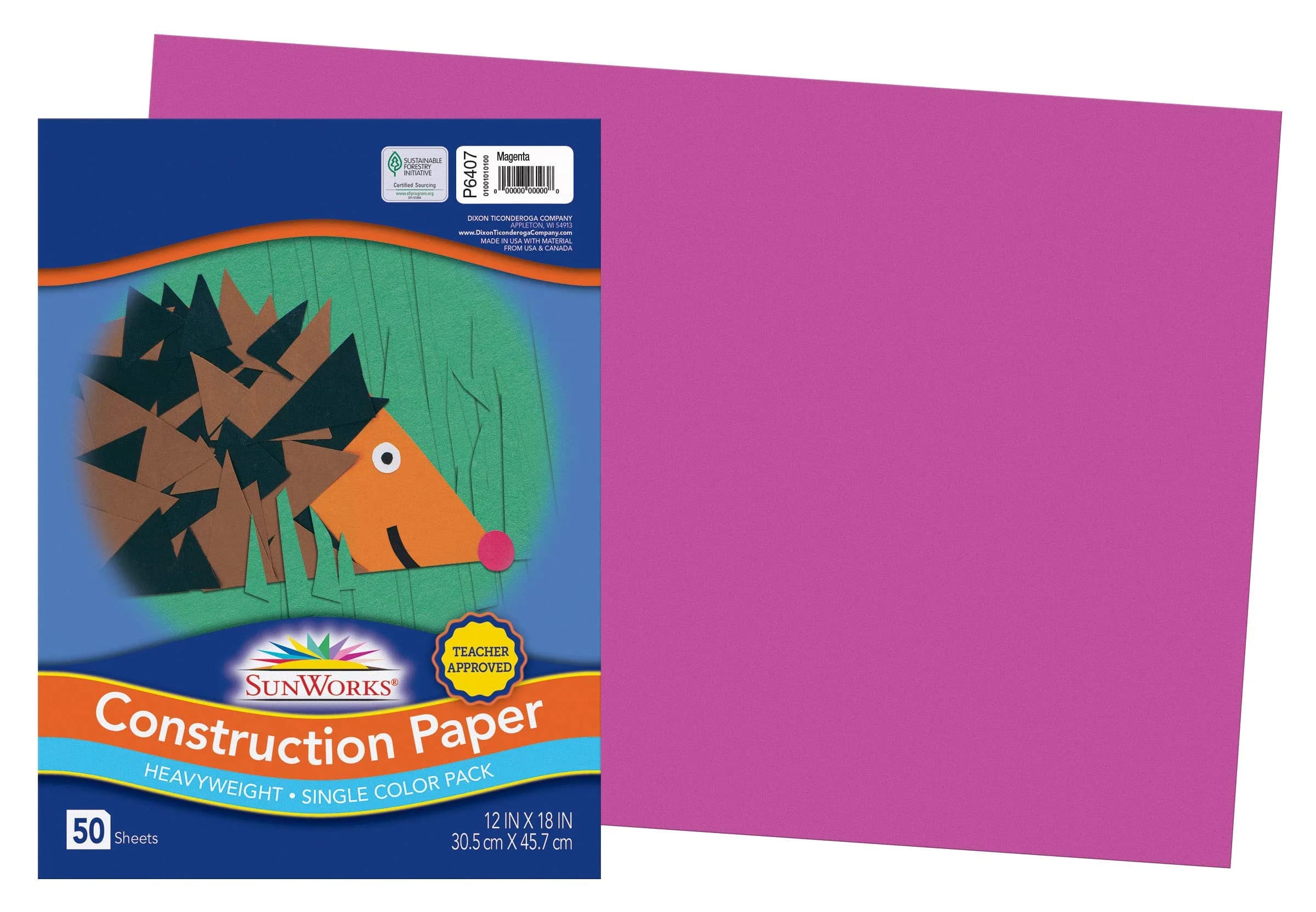 Pacon SunWorks Magenta Construction Paper, 12 x 18 Inches, 50 Sheets | Heavyweight Art Paper for Crafts - main product image