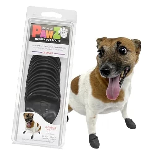 Protex PawZ Rubber Dog Boots Waterproof Non-Slip Shoes 12 Pack | All-Weather Paw Protection (120 chars) thumbnail 1