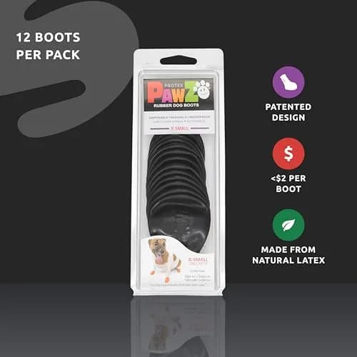 Protex PawZ Rubber Dog Boots Waterproof Non-Slip Shoes 12 Pack | All-Weather Paw Protection (120 chars) thumbnail 2