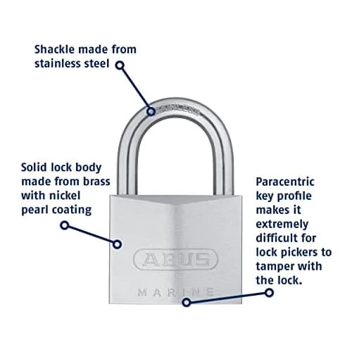 ABUS 75IB/50 Marine Grade Chrome Plated Brass Padlock 50mm (1.97in) with 2 Keys | Rust Resistant Security for Outdoor Use thumbnail 3