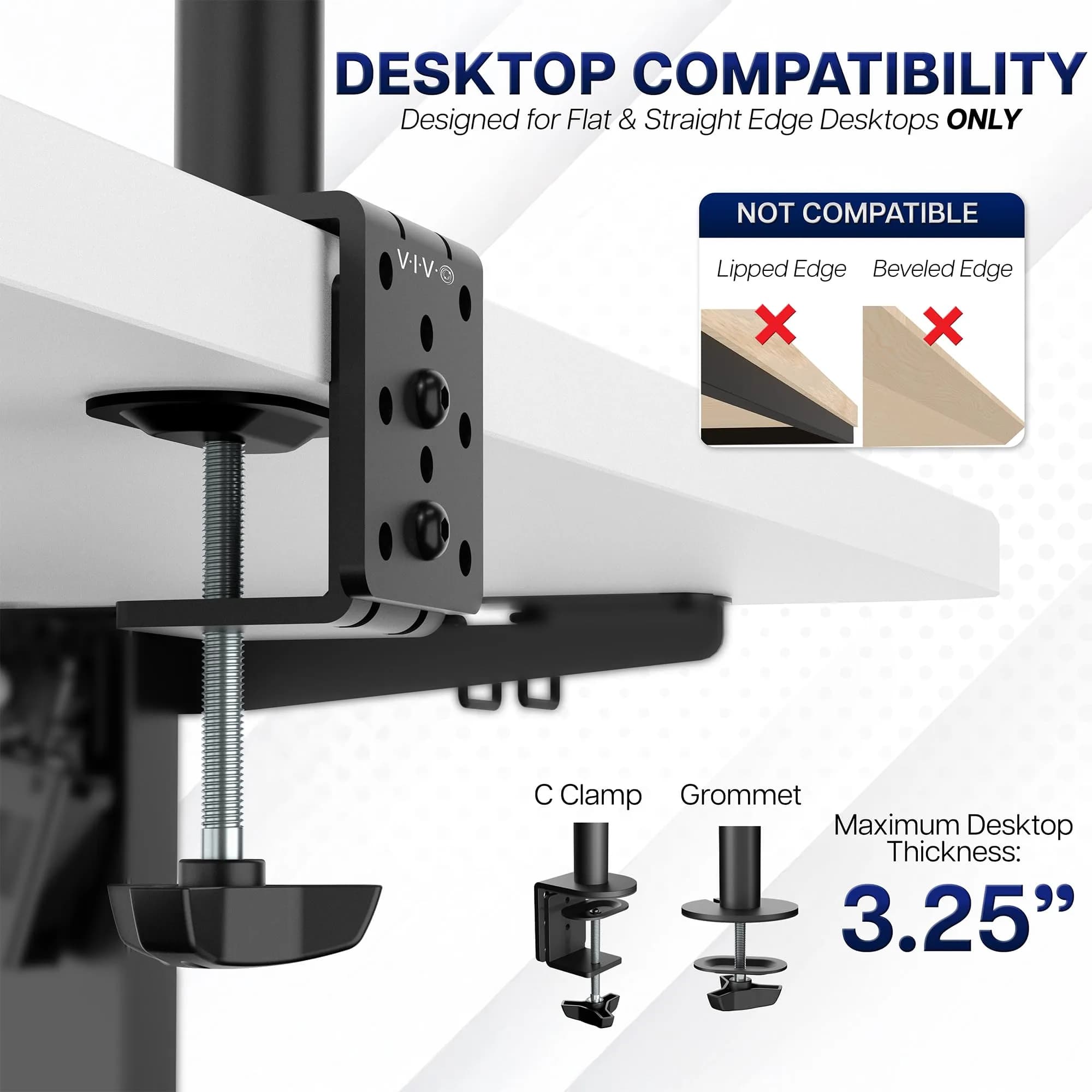 VIVO Dual Monitor Desk Mount STAND-V002 | Heavy Duty Steel Stand for 2 Screens up to 30" & 22lbs Each, Black - view 6