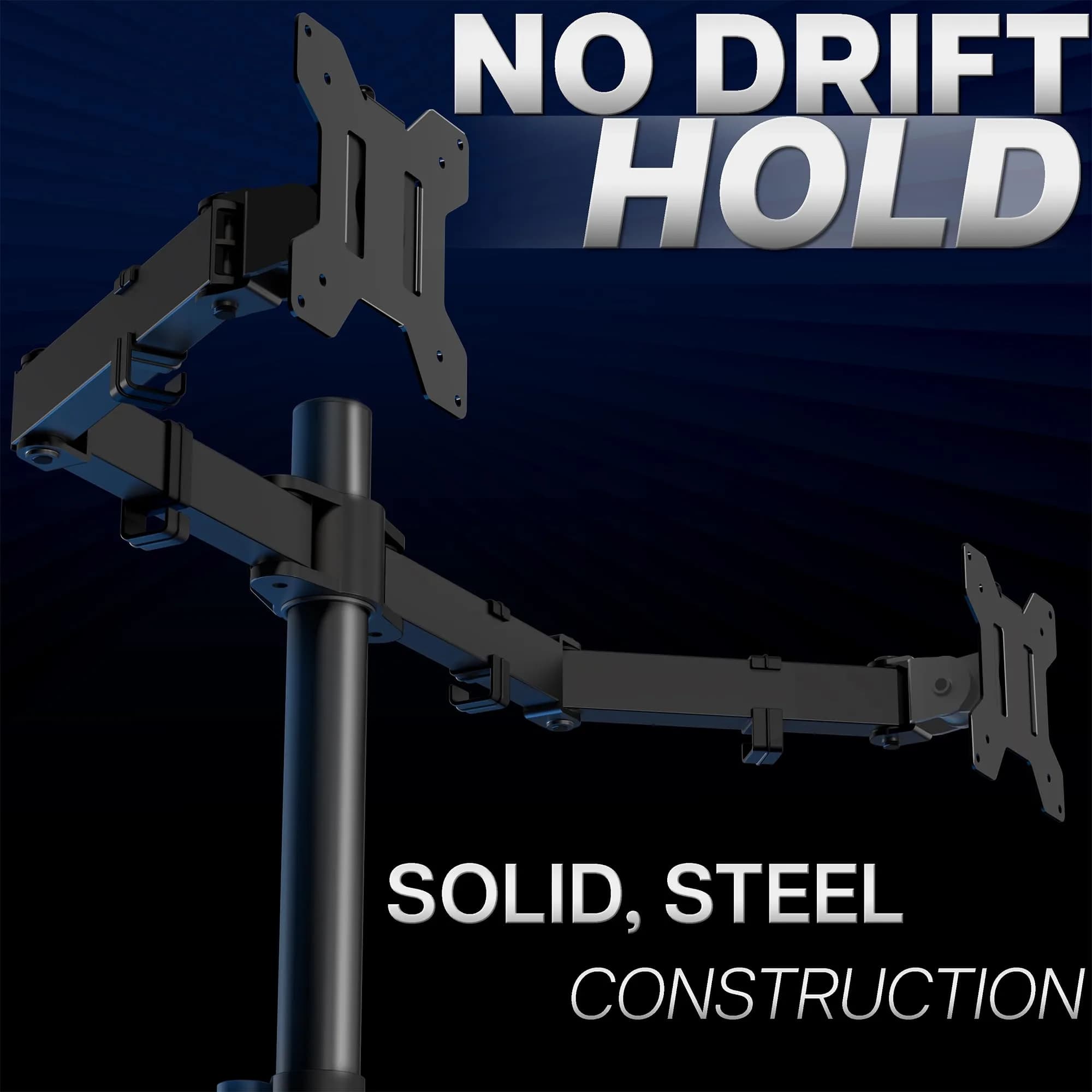 VIVO Dual Monitor Desk Mount STAND-V002 | Heavy Duty Steel Stand for 2 Screens up to 30" & 22lbs Each, Black - view 8