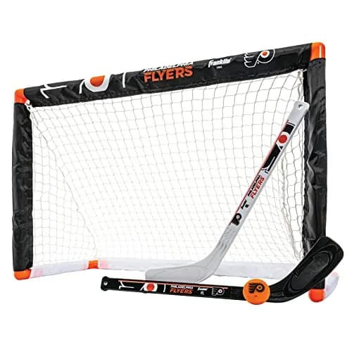 Franklin Sports NHL Philadelphia Flyers Mini Hockey Goal + Stick Set | Ages 3+ Indoor Knee Hockey thumbnail 1