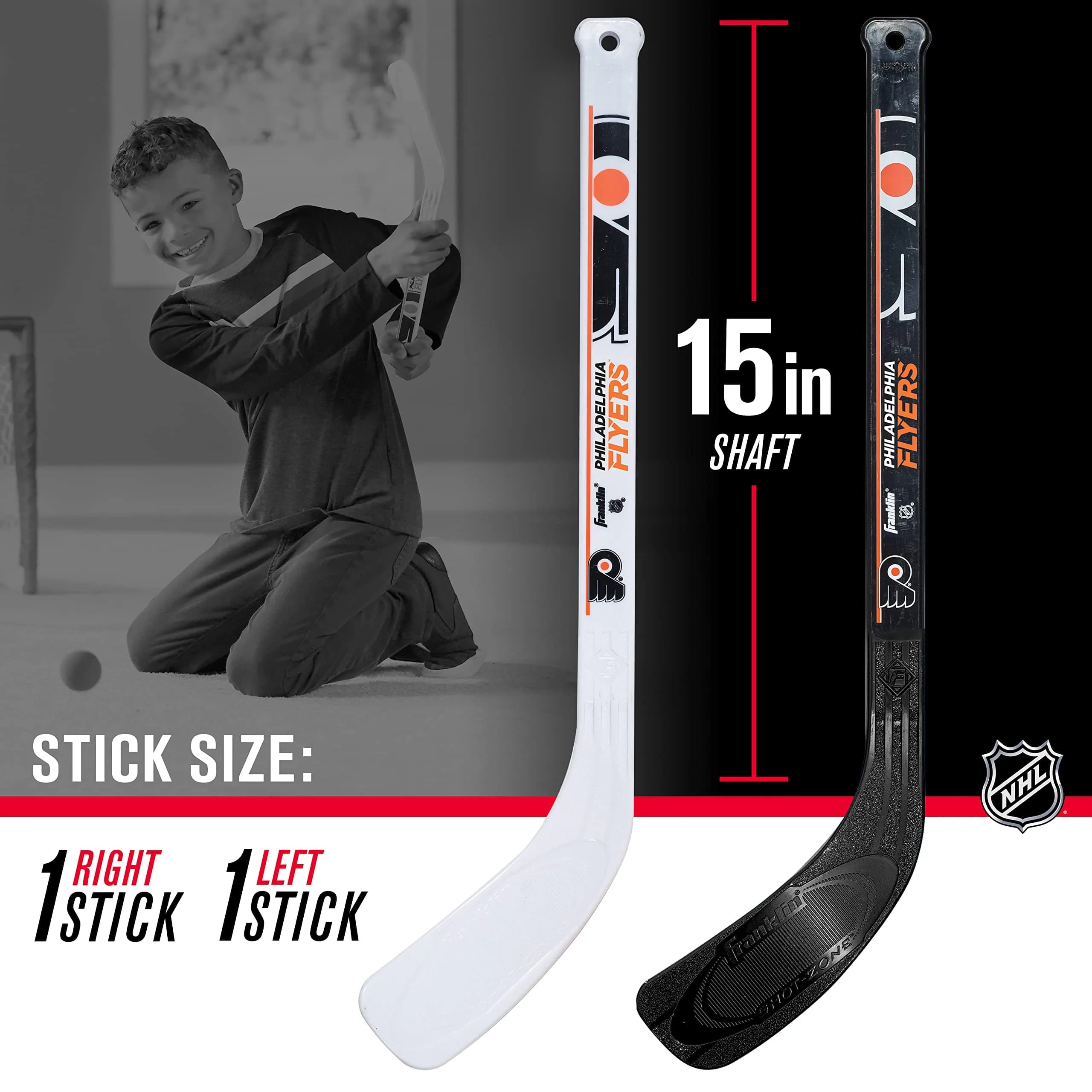 Franklin Sports NHL Philadelphia Flyers Mini Hockey Goal + Stick Set | Ages 3+ Indoor Knee Hockey - view 4