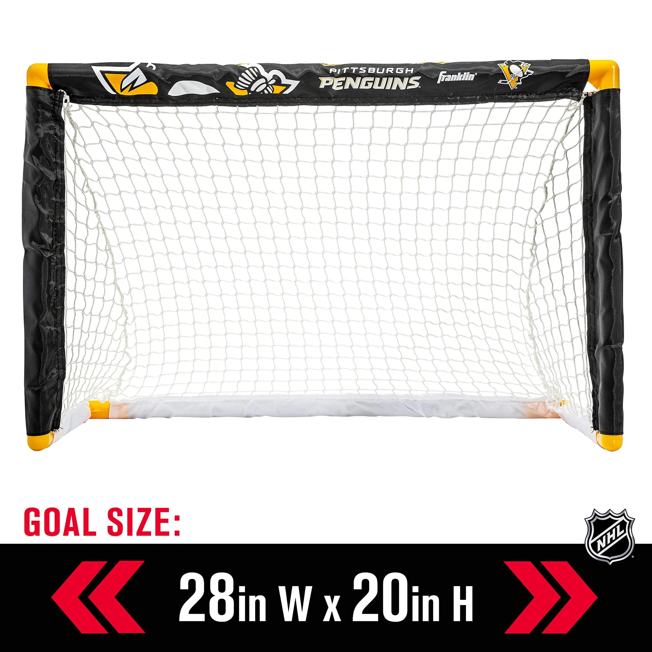Franklin Sports NHL Mini Hockey Goal + Stick Set - Pittsburgh Penguins 76 cm (28 in) x 51 cm (20 in) | Official NHL Team Toy - view 3