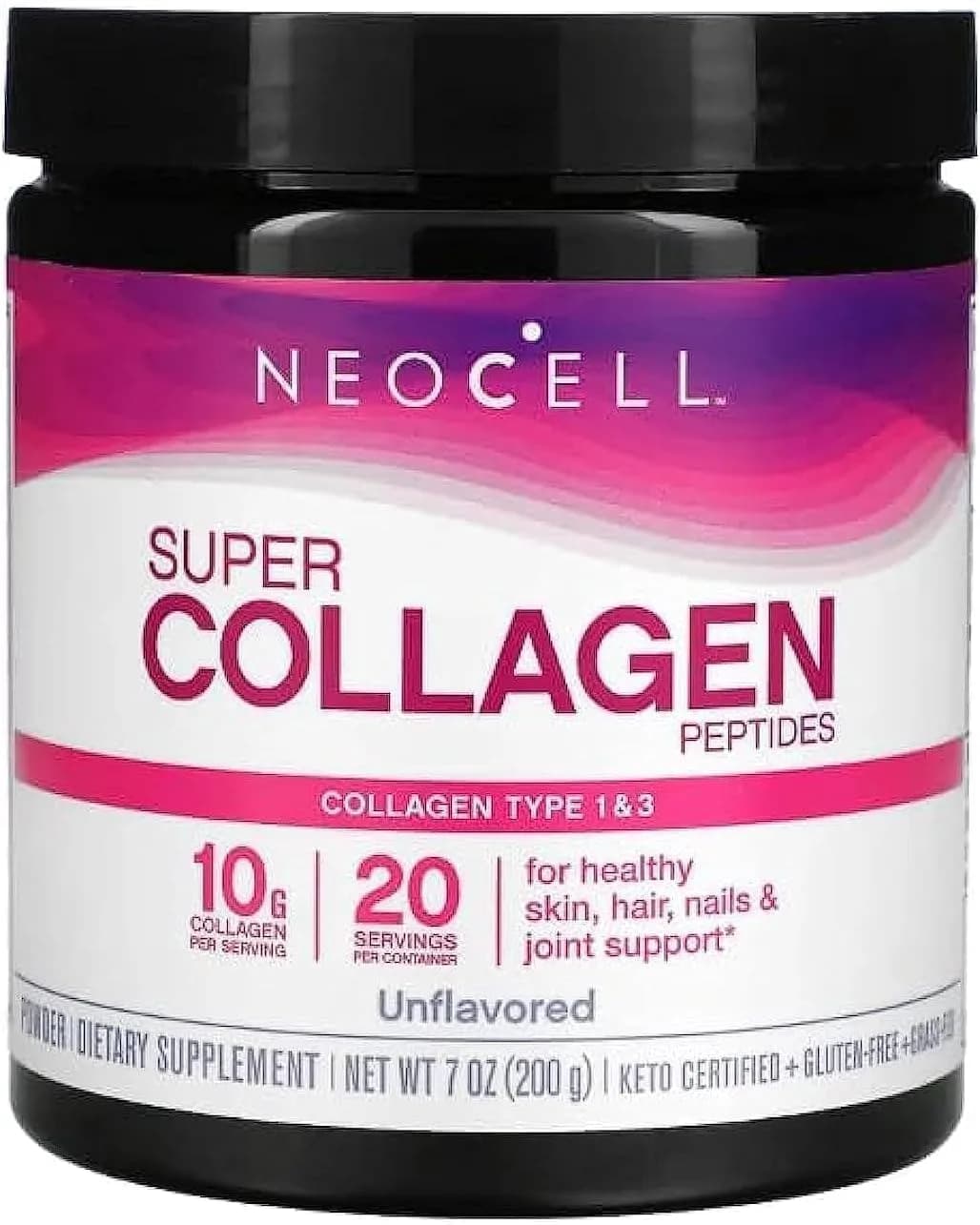 NeoCell Super Powder Collagen Type 1 & 3 Unflavored 312g (11 oz) | Grass-Fed Peptides for Skin, Hair & Nails — 7 Ounce