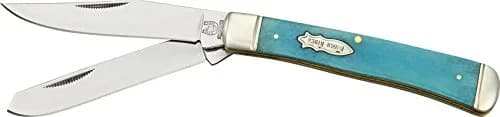 Rough Rider Trapper Knife 4.125 in | Stainless Steel Clip & Spey Blades, Turquoise Bone Handle