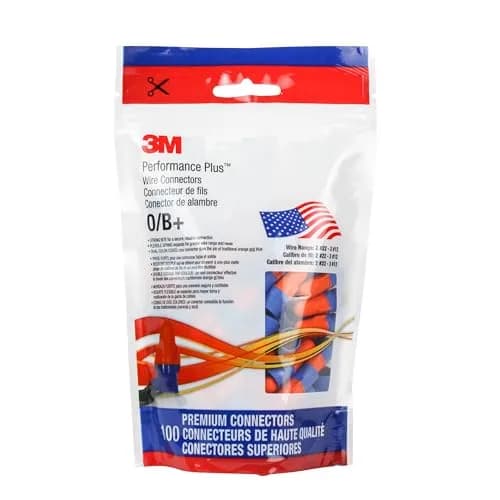 3M Performance Plus Wire Connector, O/B+ Pouch, 22-12 AWG | UL Listed, CSA Certified, Orange/Blue thumbnail 1