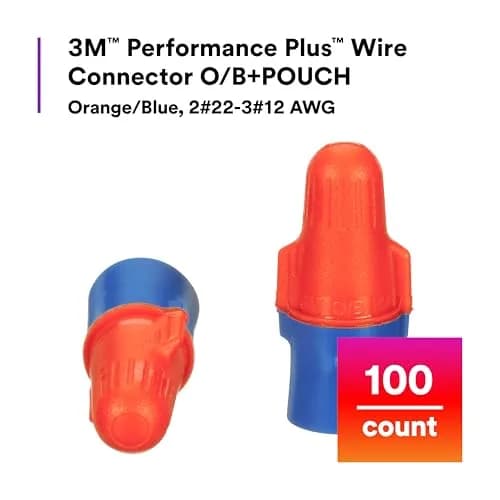 3M Performance Plus Wire Connector, O/B+ Pouch, 22-12 AWG | UL Listed, CSA Certified, Orange/Blue thumbnail 2